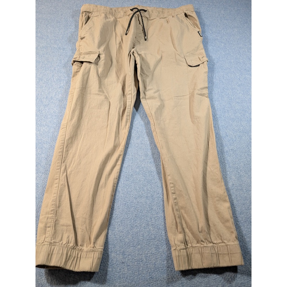 Tony Hawk Mens XL Khaki Tan Cargo Jogger Pants Ripstop Cotton Blend HMP2382